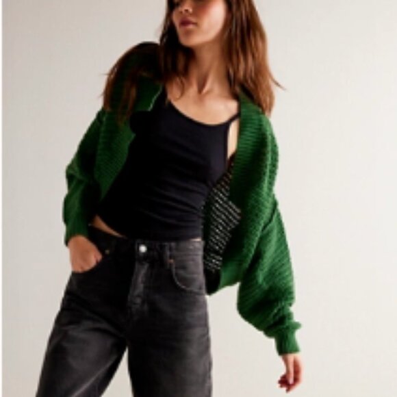 We The Free Sweaters - Care FP East To West Cardi Collegiate color (green) XS